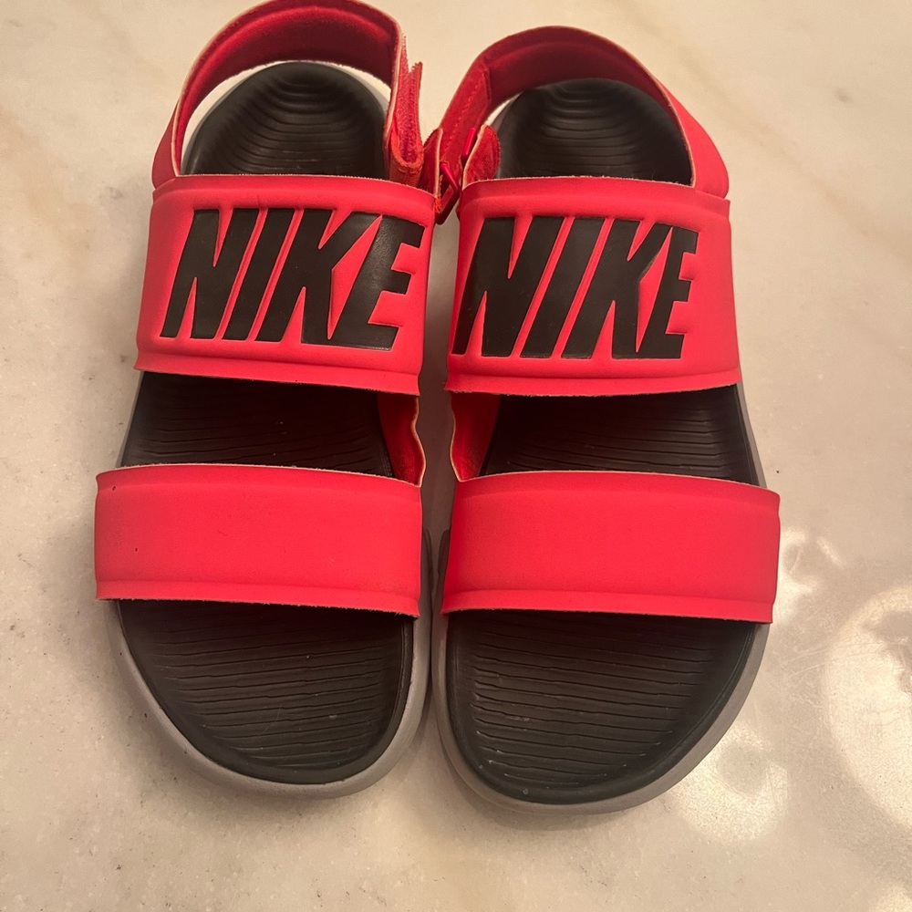 Nike bright Coral and Black Strap Sandals